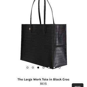 BEIS Large Work Tote in Black Croc